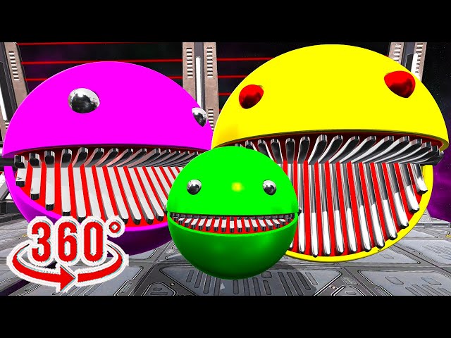 360° Robot Pacman vs Monster PacMan VR video 360 4K Funny