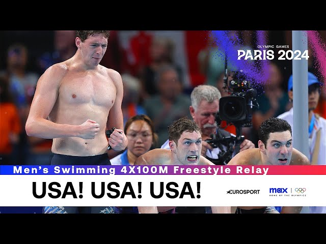 USA DOMINATE! 🇺🇸 | Swimming 4 × 100m Freestyle Relay Highlights | Paris Olympics 2024 #Paris2024