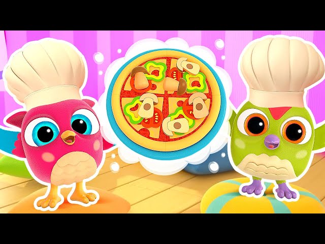 Hop Hop the owl cooks toy pizza! New baby cartoons for kids. Funny stories for babies.