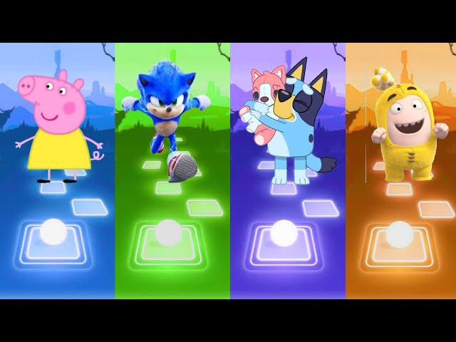 Peppa pig 🆚 Sonic The Hedgehog 🆚 Bluey Bingo 🆚 Oddbods Bubbles Tiles Hop