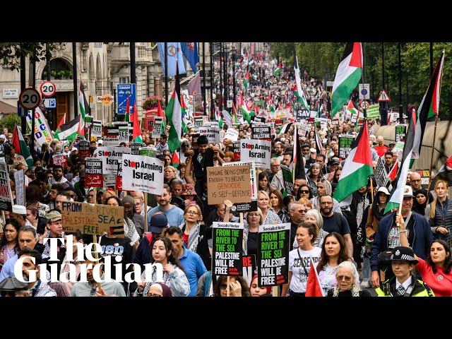 Thousands march through London marking 11th month of Gaza war