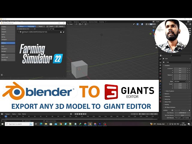 How to install i3d exporter Blender | Export any 3d model into giants editor | fs22 modding tutorial