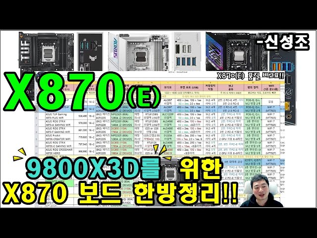 X870 ? 이 표 한방에 다 정리했다!!!  (9800X3D 구매자 필독 영상) - 신성조