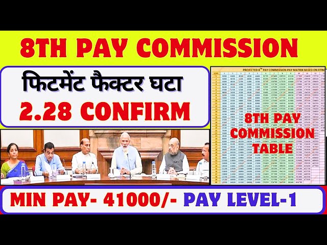 8th Pay Commission का FF 2.28 Confirm, टेबल हो गई जारी, नई बेसिक- 41000/- Pay Level-1 to 18 की टेबल