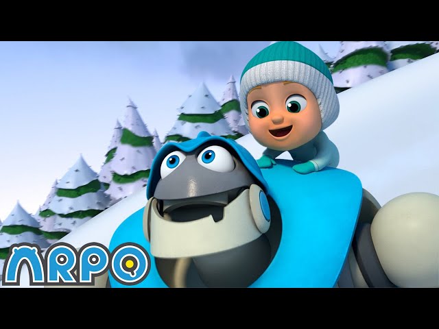 Down the Snowy Hill!  | ARPO The Robot | Funny Kids Cartoons | Moonbug Kids