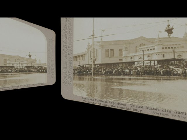 Using the Breeches Buoy, Life Saving Exhibit, St Louis Worlds Fair 1904 (VR 3D still-image)