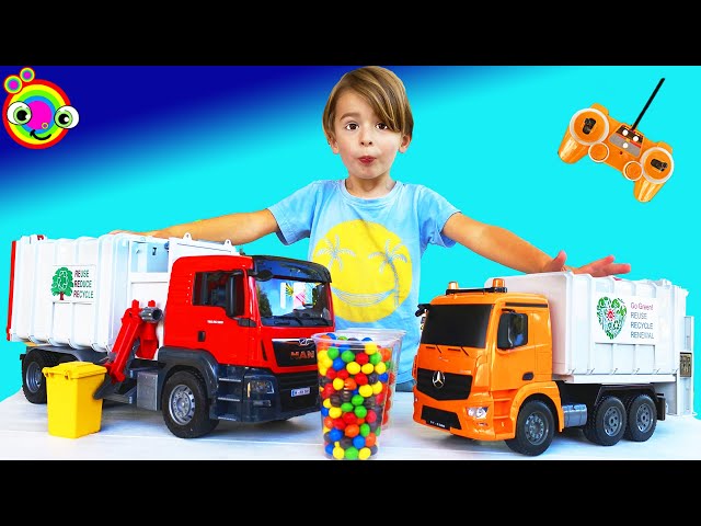 ♻️Garbage Trucks for Kids♻️ | BLiPPi Toy | Remote control Brüder Rubbish Truck | min min playtime