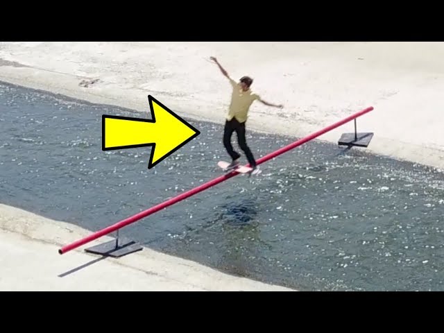 SKATING A 28 FT RAIL OVER THE LA RIVER