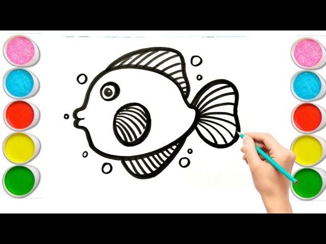 Fish drawing for kids step by step | How to draw fish for kids | Cute fish drawing #fish