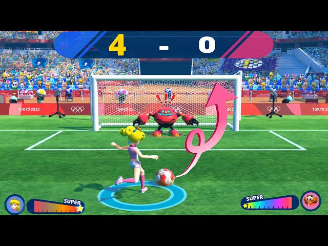 Mario & Sonic at Olympic Tokyo 2020 Football Peach, Sonic, Waluigi, Knuckles (Master CPU)