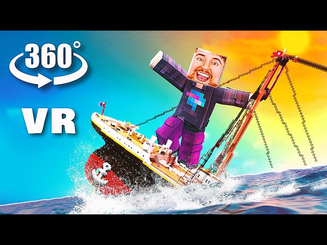 VR 360° GIANT MRBEAST ATTACKS the TITANIC (Minecraft Animation)