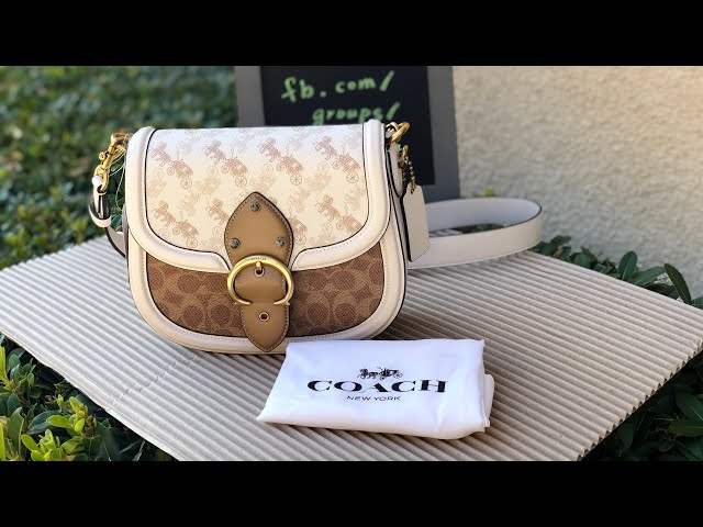 COACH ☜UNBOXING☞ Beat Saddle Bag With Horse And Carriage Print / C3837 / Brass/Chalk Tan Chalk