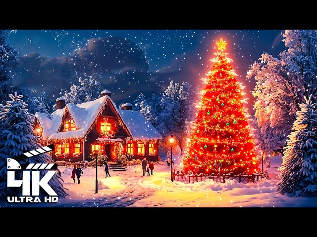 4K Christmas Scene With Traditional Christmas Songs 🎁 Peaceful Christmas Music ( 4K Video Ultra HD)