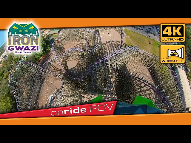 Iron Gwazi Front Row 😱 91-Degree Drop in Stunning 4K Ultrawide - Roller Coaster Busch Gardens