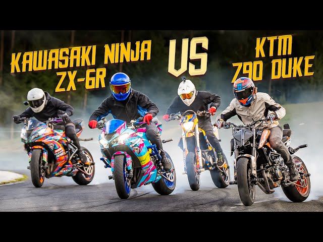 MOTO DRIFT BATTLE - KTM 790 DUKE vs. KAWASAKI NINJA ZX 6R | RokON VLOG #130