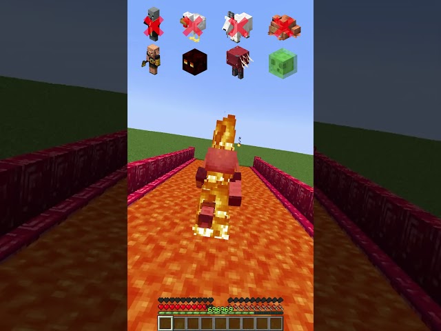 Crossing Lava with Different Mobs #meme #shorts #minecraft