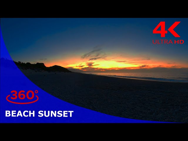 Beach sunset in 360: Stunning golden hour with sea sound