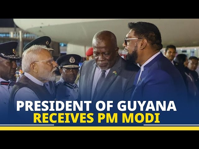 LIVE: President Irfaan Ali of Guyana warmly receives PM Modi at airport