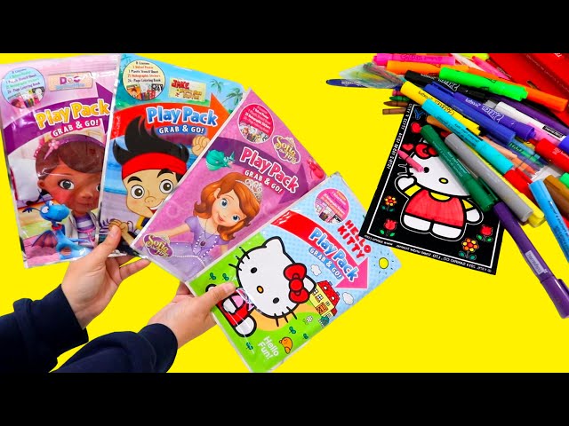 Coloring Fun for Kids | Activities with Hello Kitty, Doc McStuffins, Sofia, and Neverland Pirates