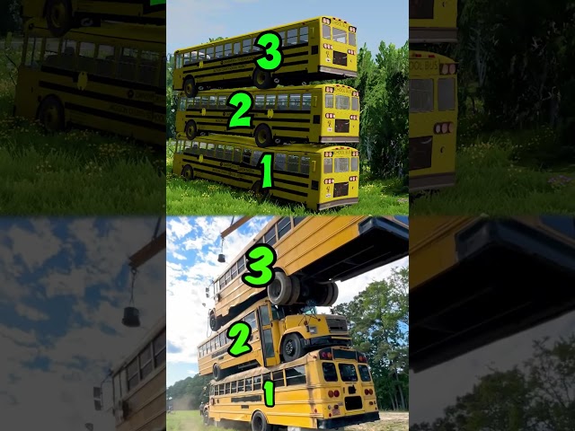 How Many School Buses Can We Stack | Mr Beast😎 #shorts #mrbeast @MrBeast