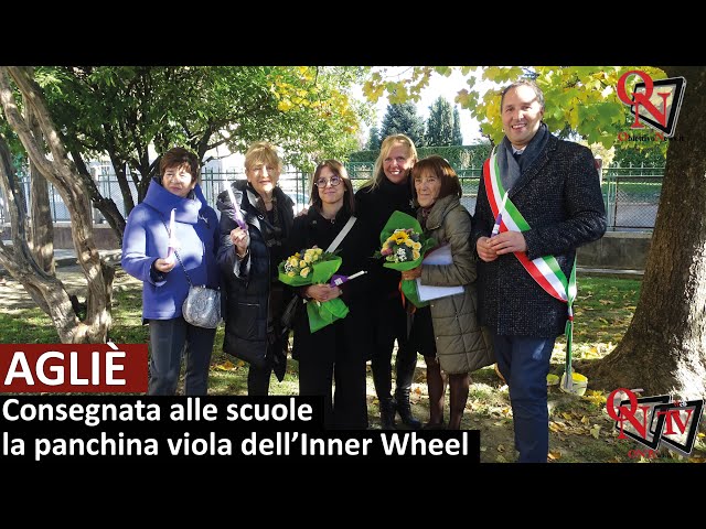 AGLIÈ - Consegnata alle scuole la panchina viola dell'Inner Wheel