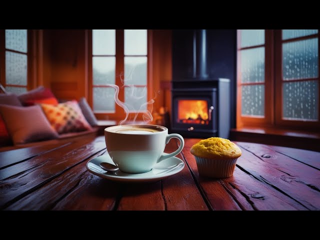 Sound of Heavy Rain & Cozy Fireplace - Living Room Atmosphere is Warm and comfortable for sleeping