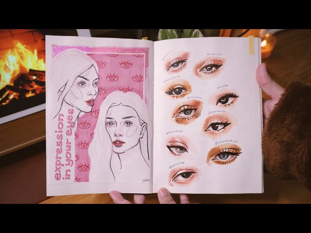 ASMR sketchbook flip-through