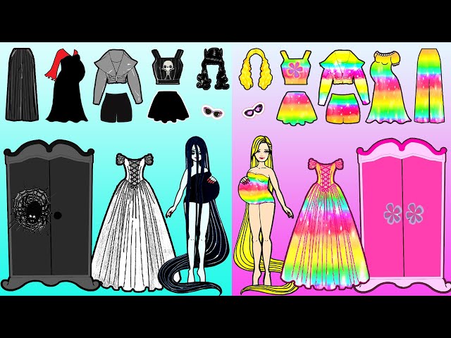 Vestir Muñecas De Papel | Pregnant Mother Black And Rainbow Costume | Woa Doll En Spanish