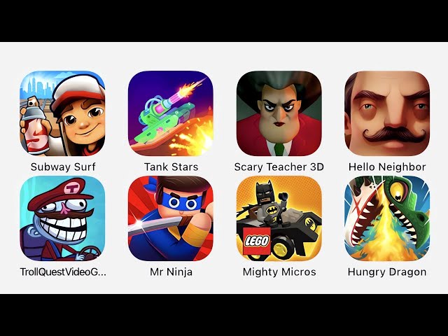 Subway Surf, 😍🤪🤭🫣 Tank Stars, Scary Teacher 3D, Hello Neighbor, Troll Quest Video Games 2, Mr Ninja