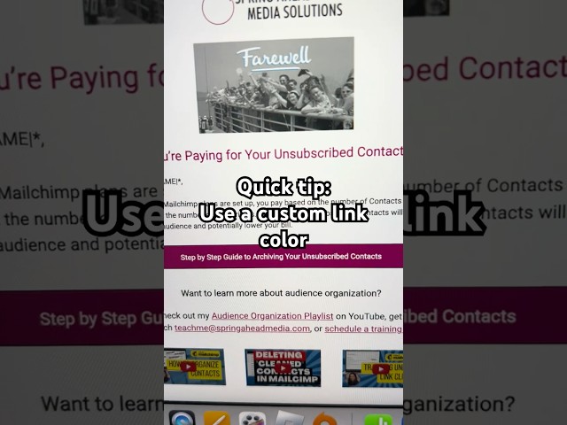 Quick tip: Use a custom link color #emailmarketing #emaildesign #mailchimp
