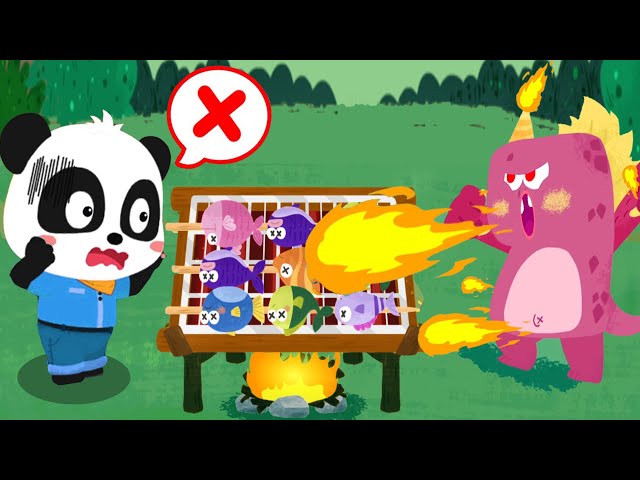 Baby Panda's Town: My Friends - Help Kiki to Make Grilled Fish for Monster Friends - Babybus Games