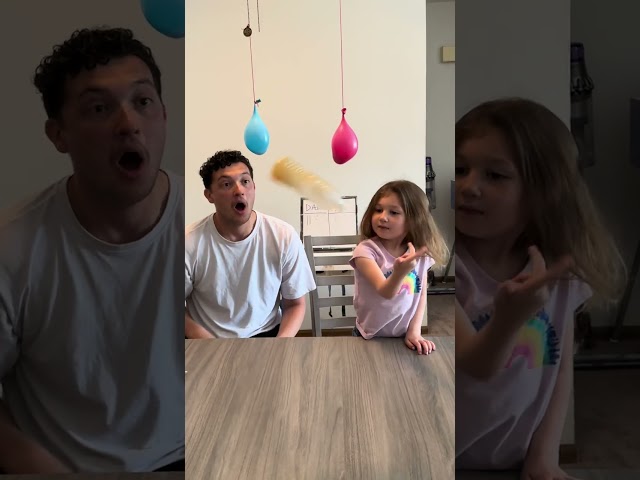 Father and daughter are playing a water bottle flip game!