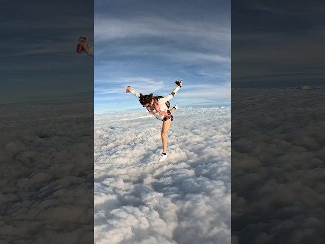 This girl starts doing amazing stunts in the sky