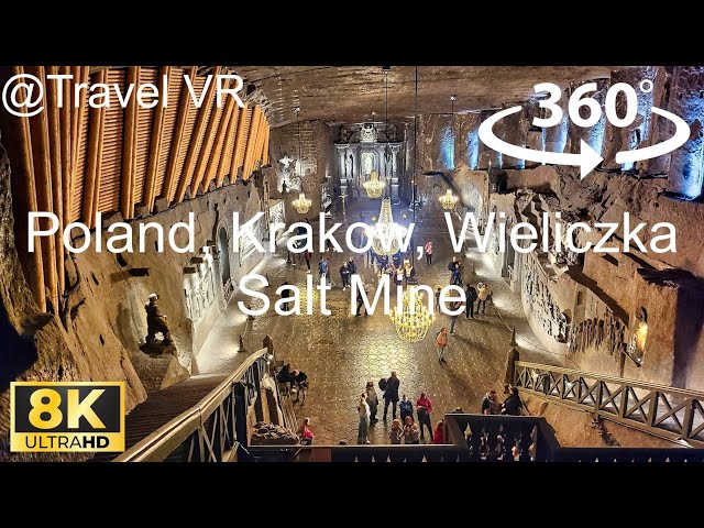 Poland, Krakow City, Wieliczka Salt Mine Walking 2023 - VR Insta 360 8K Video