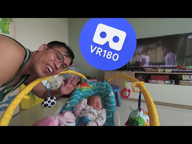 [VR180 5.7k] Vuze XR Indoor Daylight Test - Baby Riley is on Fire!