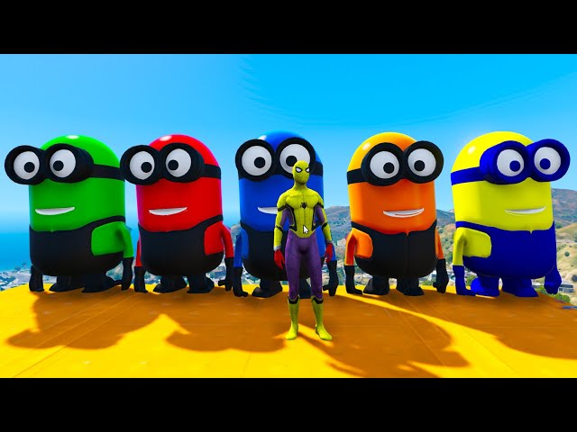 GTA 5 - Red Spiderman vs Red Minion vs Green Minion!