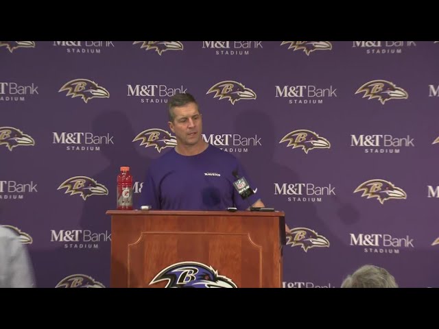 Baltimore Ravens coach John Harbaugh speaks after playoff loss to Titans