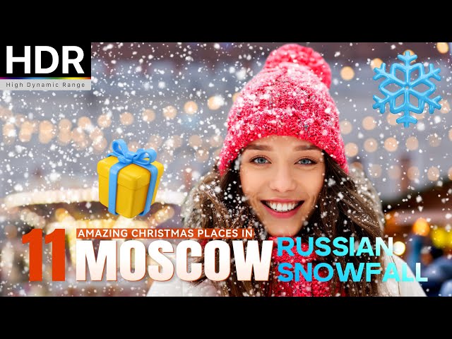 🇷🇺 RUSKÉ SNĚŽENÍ ❄️ Top 11 míst v Moskvě v noci na Štědrý den - S titulky ⁴ᴷ (HDR)