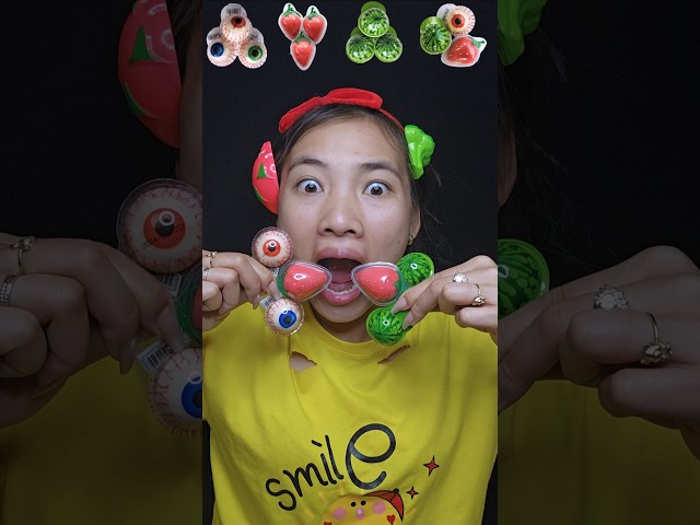 eye candy 👁, strawberry candy🍓 , watermelon candy🍉, mixed candy  👁🍓🍉 #funny #shorts #mukbang #food