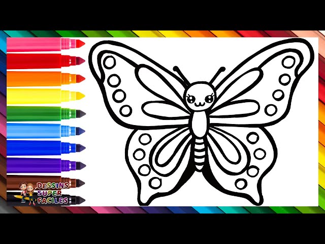 Dessiner Et Colorier un Mignon Papillon 🦋🌈 Dessins Pour Les Enfants