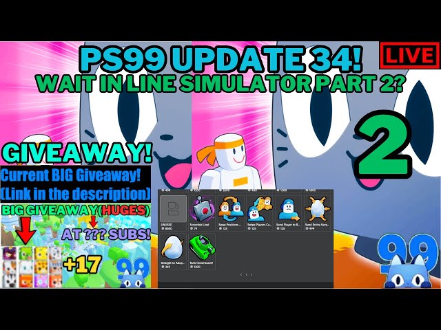 🔴LIVE: Pet Simulator 99 | Update 34 - Wait In Line Simulator Part 2!? + FREE TITANIC + GIVEAWAY!