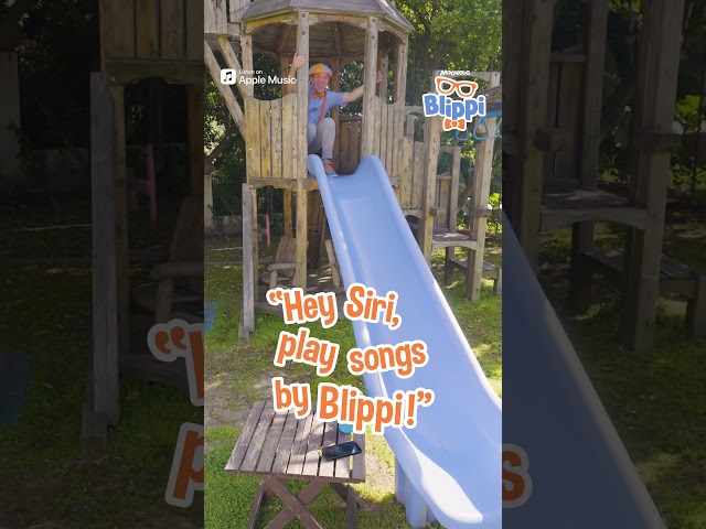 Blippi Goes Down a Slide! | Hey Siri, Play Blippi! | #shorts #blippi #blippitoys