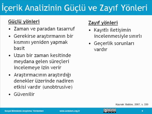 Sosyal Bilimlerde Araştırma Yöntemleri: 20 İçerik Analizi I