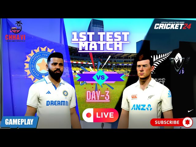 Live India vs New Zealand |1st Test Day-3 | Chhavi Tour And Travels - Cricket 24#live #cricket #test