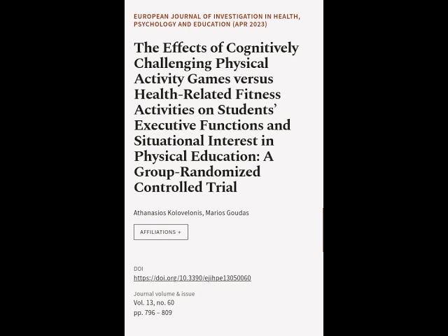 The Effects of Cognitively Challenging Physical Activity Games versus Health-Related ... | RTCL.TV