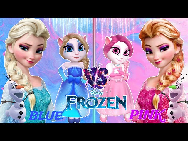 My talking angela 2 || Frozen || Blue vs Pink Elsa ❄️ || cosplay