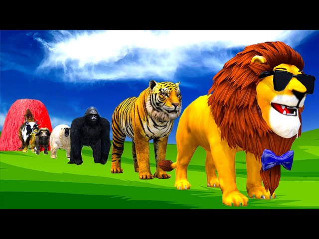 Paint & Animals Lion Tiger Gorilla Cow Elephant Fountain Crossing Transformation Game | Coffin Dance