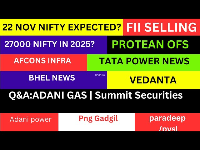 LATEST SHARE MARKET NEWS💥22 NOV💥NIFTY NEWS💥AFCONS SHARE NEWS BHEL NEWS ADANI GAS NEWS PART-1&2