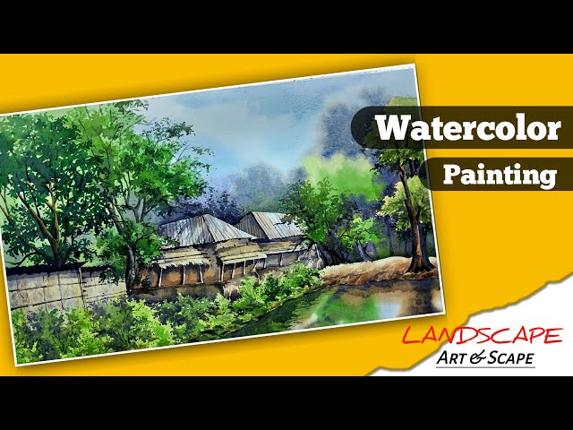 Easy landscape painting | watercolor painting #art  #painting #watercolor #howtopaint