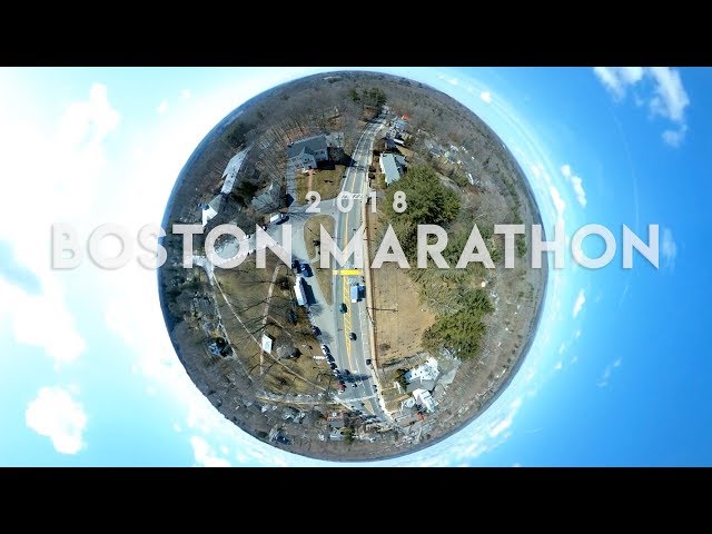 Boston Marathon in 360 360° from the air on a drone